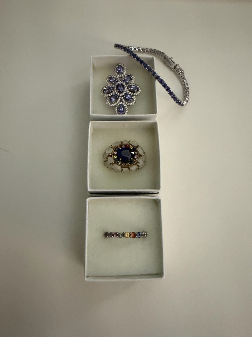Fine Jewelry4- Items  Gold and Deep Blue Statement Ring